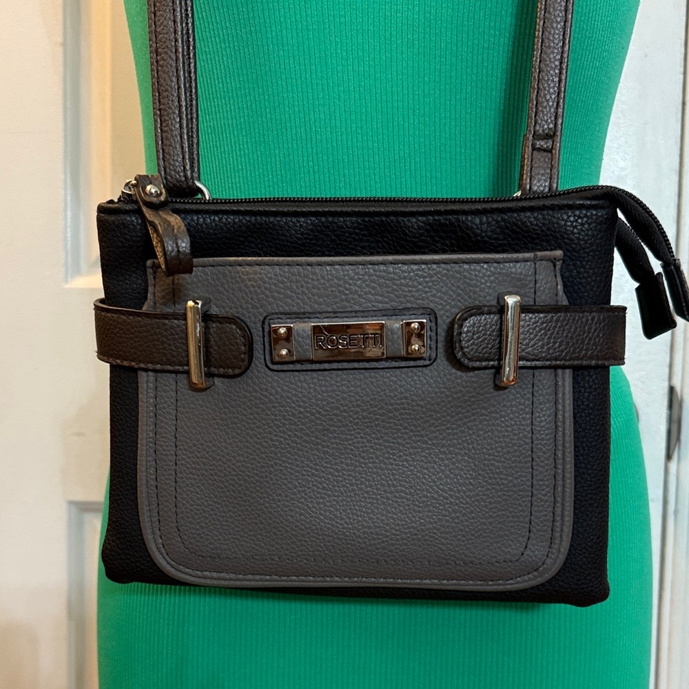 Rosetti Black and Gray Crossbody Bag